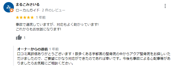 宇都宮市　整骨院　交通事故　口コミ